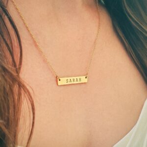 Gold Flatbar name necklace
